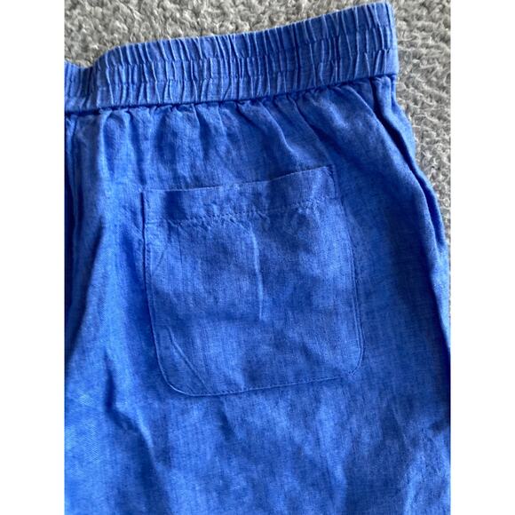 J. McLaughlin Pants Medium Linen Drawstring Straight Leg Ankle Blue Beach Boho - Picture 9 of 16